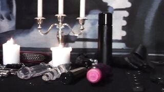 Skinny girlfriend masturbating into bdsm film