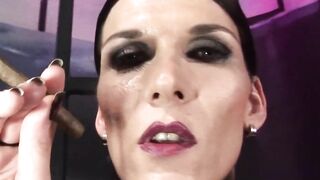 Skinny girlfriend masturbating into bdsm film