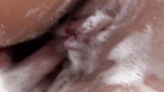 Big Titted blonde seductress sex toys vagina at the shower