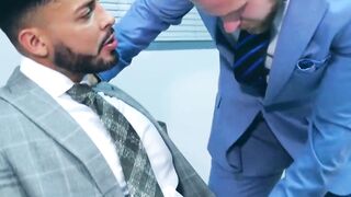 Classy hunk Malek Tobias anal drilled by sexy businessmen