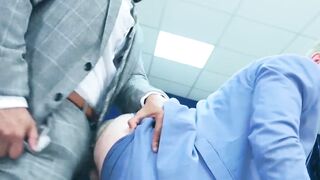 Classy hunk Malek Tobias anal drilled by sexy businessmen