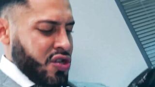 Classy hunk Malek Tobias anal drilled by sexy businessmen