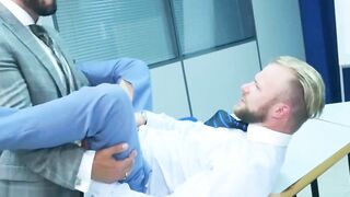Classy hunk Malek Tobias anal drilled by sexy businessmen