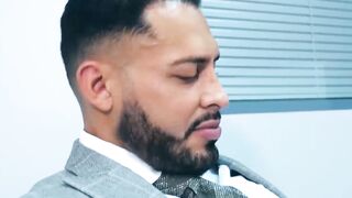 Classy hunk Malek Tobias anal drilled by sexy businessmen