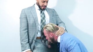 Classy hunk Malek Tobias anal drilled by sexy businessmen