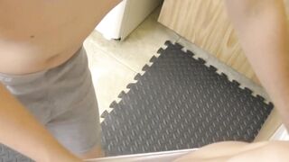 Skinny amateur twink deepthroats big fat cock in the kitchen
