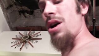 Redhead babe doggystyle fucked after blowjob in threesome