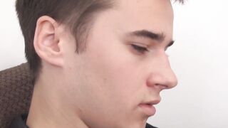 Debased twink kowtows to him and strokes his thick dick