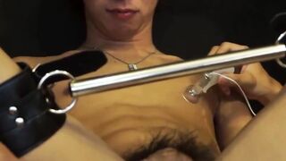 Japanese twink dildo screwed by fixation bunch foursome