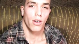 Gigantic balls athlete loves wanking his dick solo until he cums