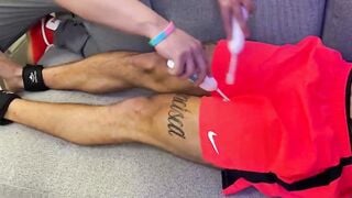 Tony Eagle was locked up and got his feet worshiped and tickled by horny Dan Edwards