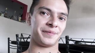 Attractive hottie Tincho chokes on my cock after I touch his god like body