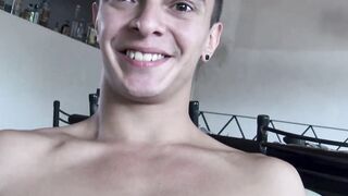 Attractive hottie Tincho chokes on my cock after I touch his god like body
