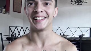 Attractive hottie Tincho chokes on my cock after I touch his god like body