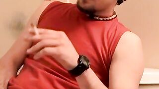 Horny straight stud Maxxx Pound released his load after a softcore jerking and smokin