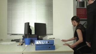 Petite wench gets screwed on the desk