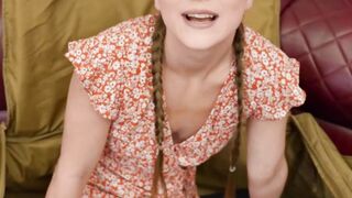 Small teen Mira Monroe moans while a massive dick penetrates her
