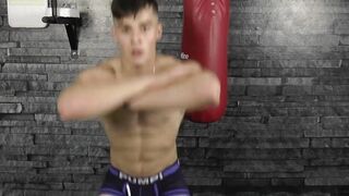 Hot muscle boy Kent Mills shows his abs