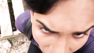Straight guy Ariano maintains eye contact with me while he blows my big dick