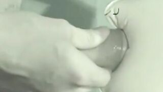 Naughty young gay stuffing his dick in sex doll on the car