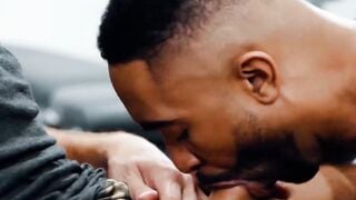 MaleNoir.com - Cocksucker Remy Cruze takes athletic white cock deep in his ass
