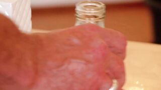 Petite dark hair gets facial cumshot