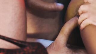 Ebony skank gets double white fucked