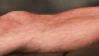 Mature hairy man masturbates after an interview and cums