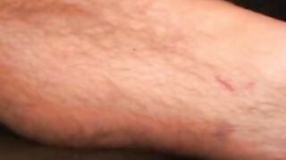 Mature hairy man masturbates after an interview and cums