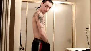 Blinx strips to his undies and masturbates in the shower