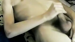Young amateur teases with his big dick and masturbates solo