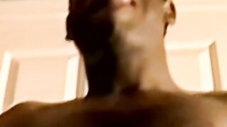 Black amateur strips naked and jerks off his cock solo