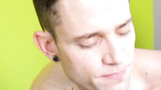 Gay boss strokes his cock and fucks his employee on his desk