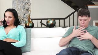 Crystal Rush gives her stepson a blowjob and tastes his cum