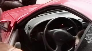 Nasty bitches blowing cock inside the vehicle