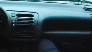 Nasty bitches blowing cock inside the vehicle