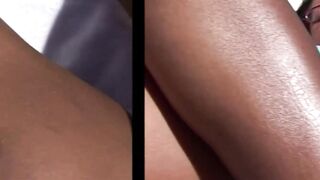 Bombshell brunettes gets fuck into 3some public