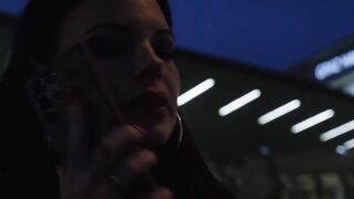 Inked dark haired eats a long penis