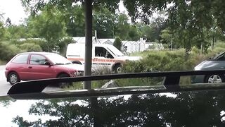 Amateur hot taking dick into the vehicle