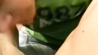 Skinny teen Seth sucks on rock hard cock from tattooed buddy