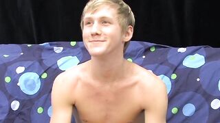 Skinny teenager Hayden jerks off while moaning from pleasure