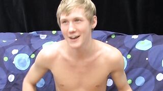 Skinny teenager Hayden jerks off while moaning from pleasure