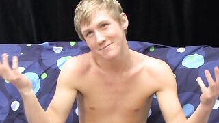 Skinny teenager Hayden jerks off while moaning from pleasure