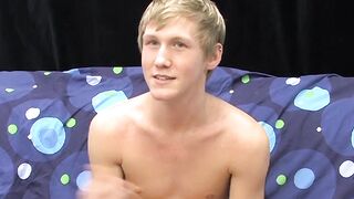 Skinny teenager Hayden jerks off while moaning from pleasure