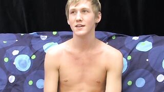 Skinny teenager Hayden jerks off while moaning from pleasure
