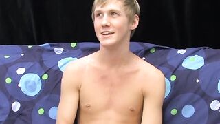 Skinny teenager Hayden jerks off while moaning from pleasure