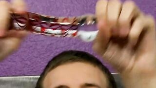 College bro interviewed before fucking himself in the ass