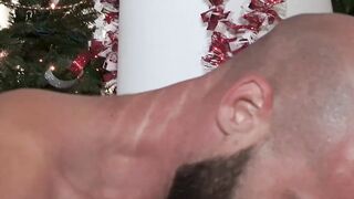 Twofold penis massage with two people and their stepdad on Christmas