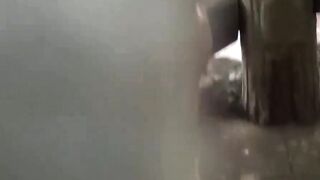 Staggering Japanese brunettes pissing themselves open air
