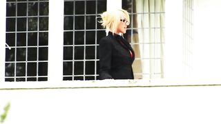 Chesty blondie fucks a huge dick